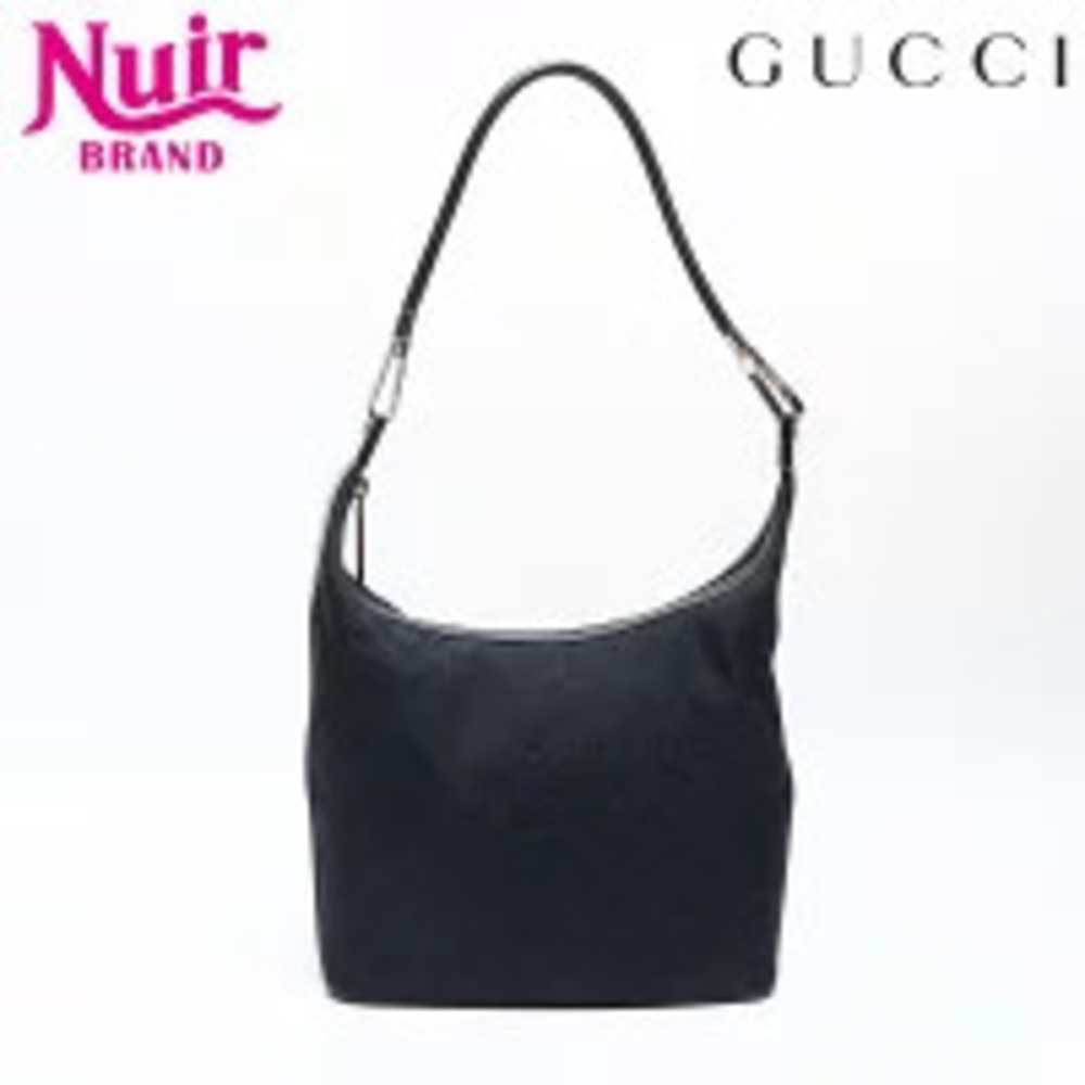 Gucci GG Canvas One Shoulder Hobo Bag Black